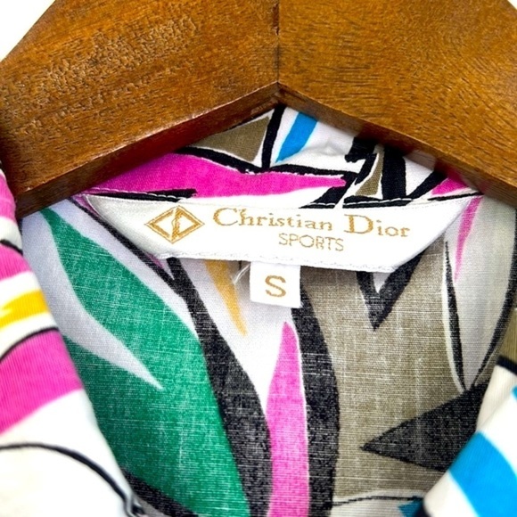 Christian Dior Sport -Colorful Floral Pattern Cutout 3 Button Short Sleeve Top S - Picture 11 of 13